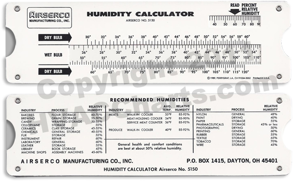 humidity calculator slide tool