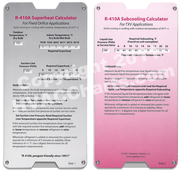 R-22 Superheat Subcooling Calculator HVAC Chart 3 Pack R-410a Superheat Sub... 
